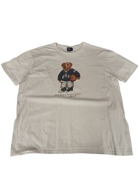 90s Ralph Lauren Cream Polo Bear USA Basketball Tee - XL